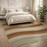 Wavy Brown Tan Abstract No. 2 Area Rug