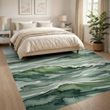 Teal Ocean Waves Watercolor Area Rug