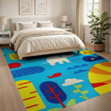 Multi-color and Patterns Playful Cartoon Animals Kids Area Rug