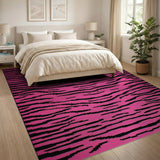 Hot Pink Zebra Stripe Area Rug