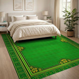 Emerald Green Floral Border Area Rug