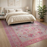 Floral Traditional Persian Blush Pink Persian Floral Area Rug