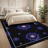 Purple Cosmic Floral Moon Star Rug