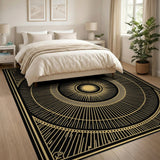 Geometric Modern Gold Sunburst Geometric Area Rug