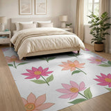 Pink Lotus Blossom Floral Area Rug