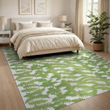 Green Floral Vintage Lush Green Fern Leaf Area Rug