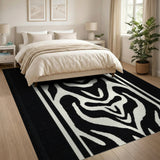 Bold Black White Zebra Geometric Area Rug