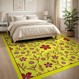 Sunny Yellow Red Floral Area Rug
