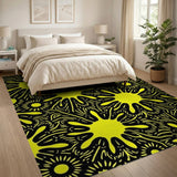 Vibrant Yellow Splatter Sunflower Area Rug