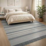 Geometric Modern Modern Grey Striped Textured Area Rug