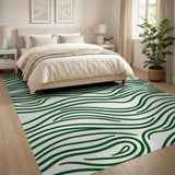 Green Fluid Green Wave Abstract Area Rug