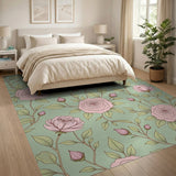 Pink Blush Pink Roses Floral Pattern Area Rug