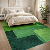 Green Lush Green Geometric Block Area Rug