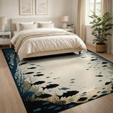 Teal Ocean Fish Silhouette Area Rug
