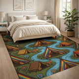 Whimsical Rainbow Camping Kids Area Rug