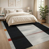 Multi-color and Patterns Bold Black Red Geometric Stripe Area Rug