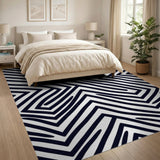 Bold Black Zigzag Geometric Area Rug