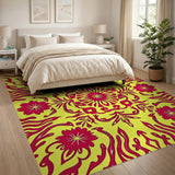 Vibrant Red Floral Persian Area Rug