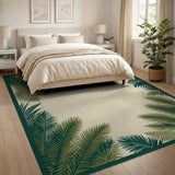 Coastal Beach Green Palm Frond Coastal Area Rug