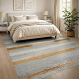 Distressed Vintage Grey Terracotta Stripe Rug