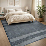 Distressed Grey Striped Woven Rug