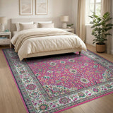 Vibrant Magenta Persian Floral Area Rug