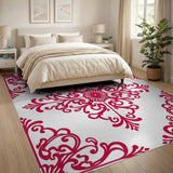 Ornate Red Floral Area Rug