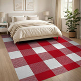 Red Gingham Checkered Area Rug