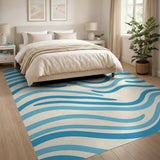 Coastal Blue Waves Area Rug