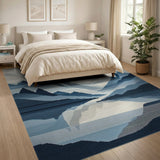 Blue and Teal Layered Blue Mountains Area Rug
