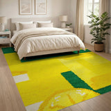 Vibrant Lemon Yellow Geometric Area Rug