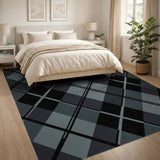 Modern Grey Diamond Plaid Area Rug