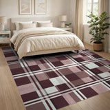Maroon Pink Plaid Geometric Area Rug