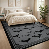 Gothic Black Bats Grey Area Rug