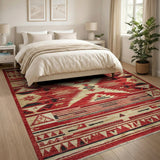 Bold Red Bold Red Southwestern Geometric Area Rug
