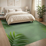 Textured Sage Green Monstera Palm Area Rug