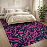 Pink Pink Damask Floral Area Rug