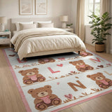 Pink Teddy Bear Alphabet Nursery Rug