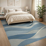 Wavy Ocean Blue Teal Area Rug