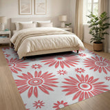 Vibrant Floral Vintage Vibrant Pink Daisy Floral Area Rug