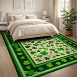 Lucky Shamrock Clover Green Green Area Rug