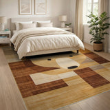 Geometric Bear Face Area Rug in Brown Tan