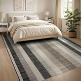 Geometric Modern Grey Vertical Striped Woven Area Rug