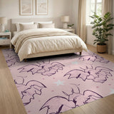 Whimsical Pink Bats and Stars Area Rug