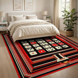 Red Backgammon Dice Geometric Area Rug