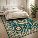Teal Persian Starburst Medallion Area Rug