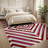 Vibrant Pink Diamond Zigzag Area Rug