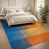 Modern Blue-Orange Halftone Gradient Area Rug