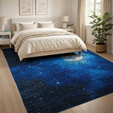 Starry Night Full Moon Blue Area Rug