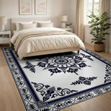 Navy Blue Persian Medallion Blue and Teal Area Rug
